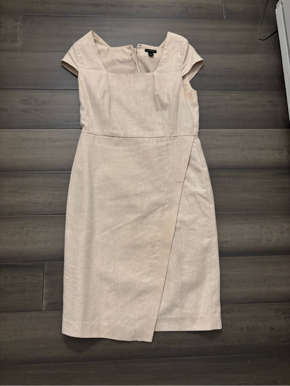 Ann Taylor Cream Square-Neck Sheathe Dress